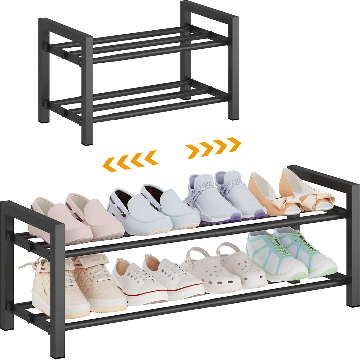 3-Tier Expandable Metal Shoe Rack for Closet & Entryway, Shoe Organizer