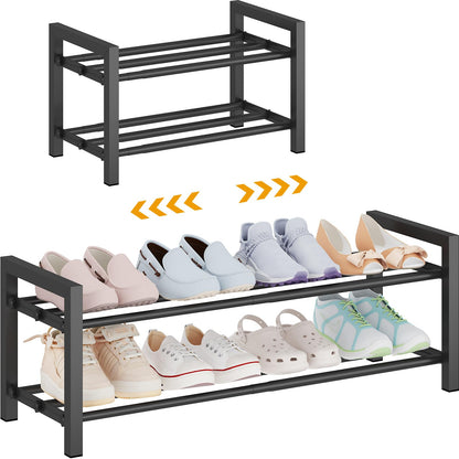 3-Tier Expandable Metal Shoe Rack for Closet & Entryway, Shoe Organizer