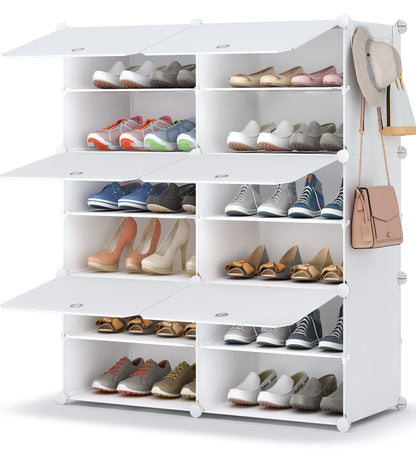 HOMIDEC Shoe Rack Organizer 32 Pair Modular Shoe Storage Cabinet for Closet