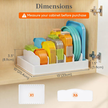 Lifewit Kitchen Cabinet Organizer for Food Contanier Lid with 7 Sections