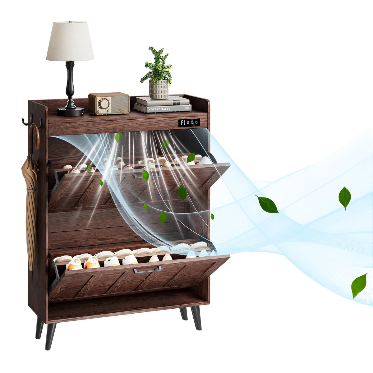 ChooChoo Shoe Storage Cabinet with 2 Flip Drawers and Deodorizer