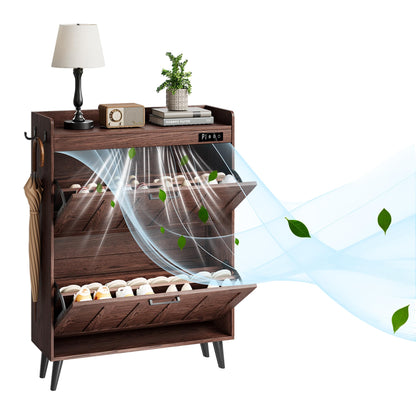 ChooChoo Shoe Storage Cabinet with 2 Flip Drawers and Deodorizer