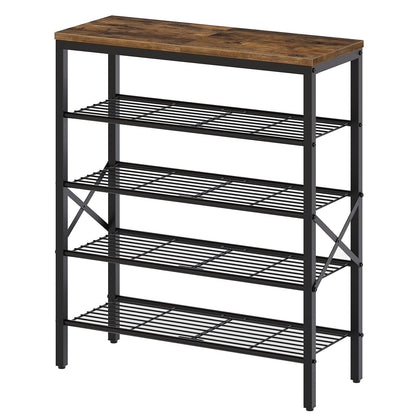 YATINEY 10 Tier Shoe Rack, Large Capacity Shoe Storage Organizer Holds 40 Pairs, Sturdy and Stable, for Entryway, Hallway, Closet, Dorm Room, Rustic Brown SS10BR