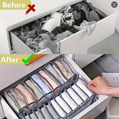 3pcs Space-Saving Mesh Socks, Underwear, And Belt Organizer - Nylon Drawer Divider, 7 Grids, 11 Grids