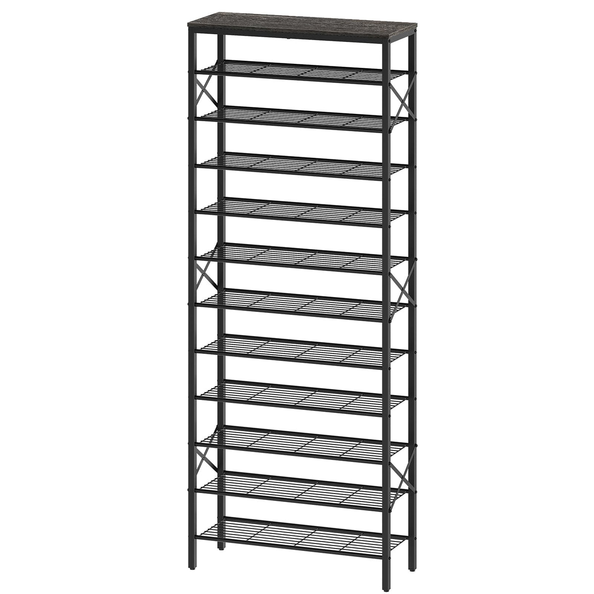 YATINEY 10 Tier Shoe Rack, Large Capacity Shoe Storage Organizer Holds 40 Pairs, Sturdy and Stable, for Entryway, Hallway, Closet, Dorm Room, Rustic Brown SS10BR