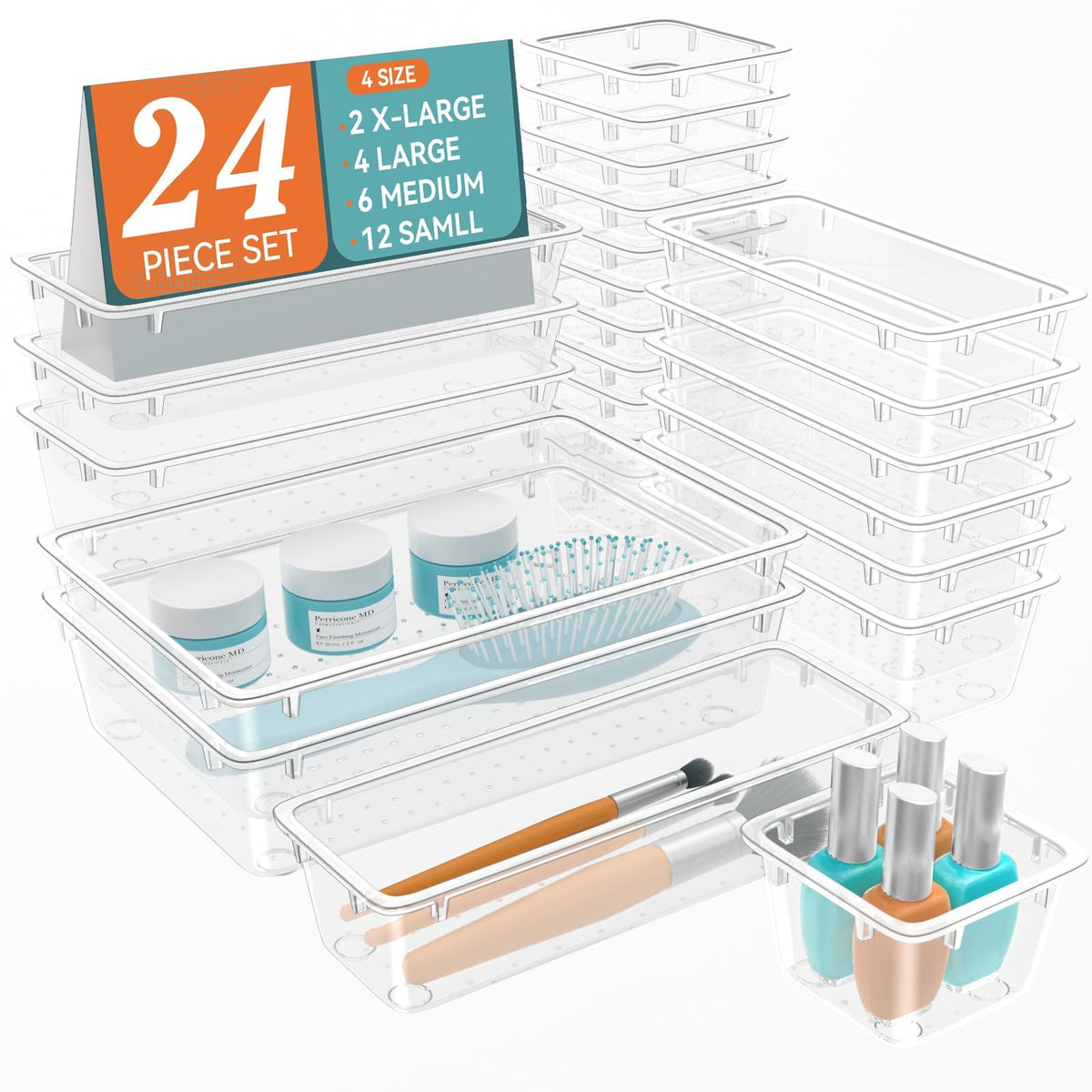 12 PCS Drawer Organizer Set, Makeup Organizers, Tool Storage Trays