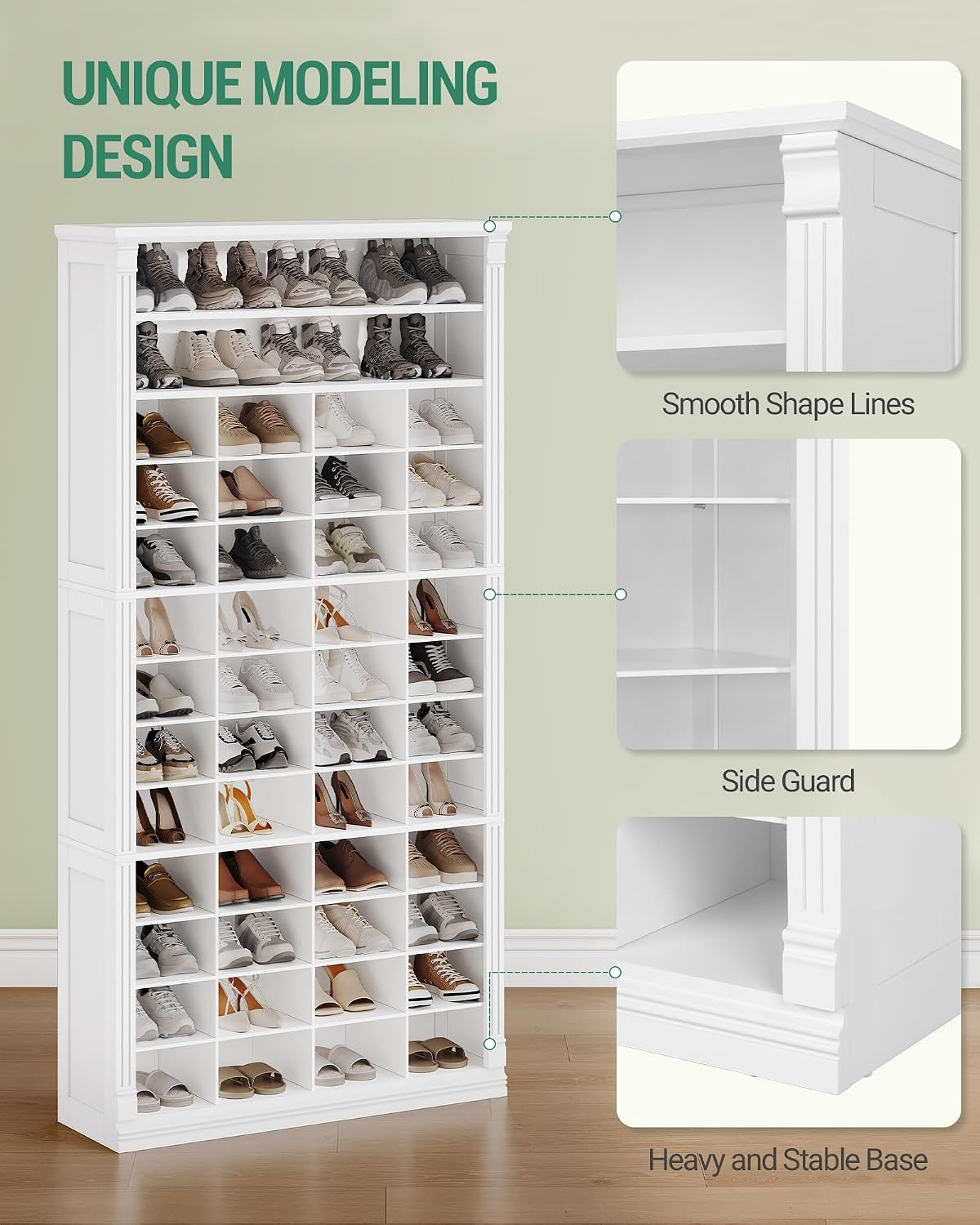 Hzuaneri 13 Tiers Shoe Storage Cabinet, Tall Shoe Cabinet with Cubby