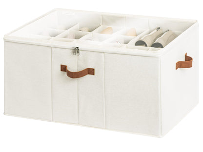StorageWorks 24-Pair Large Shoe Storage Box, Adjustable Dividers, Taupe