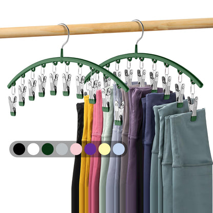 Volnamal Legging Organizer for Closet,2 Pack Metal Yoga Pants Hangers w/10 Clips Hold 20 Leggings,Space Saving Hanging Closet Organizer Clothes Hanger College Dorm Essentials Apartment Essential,Black