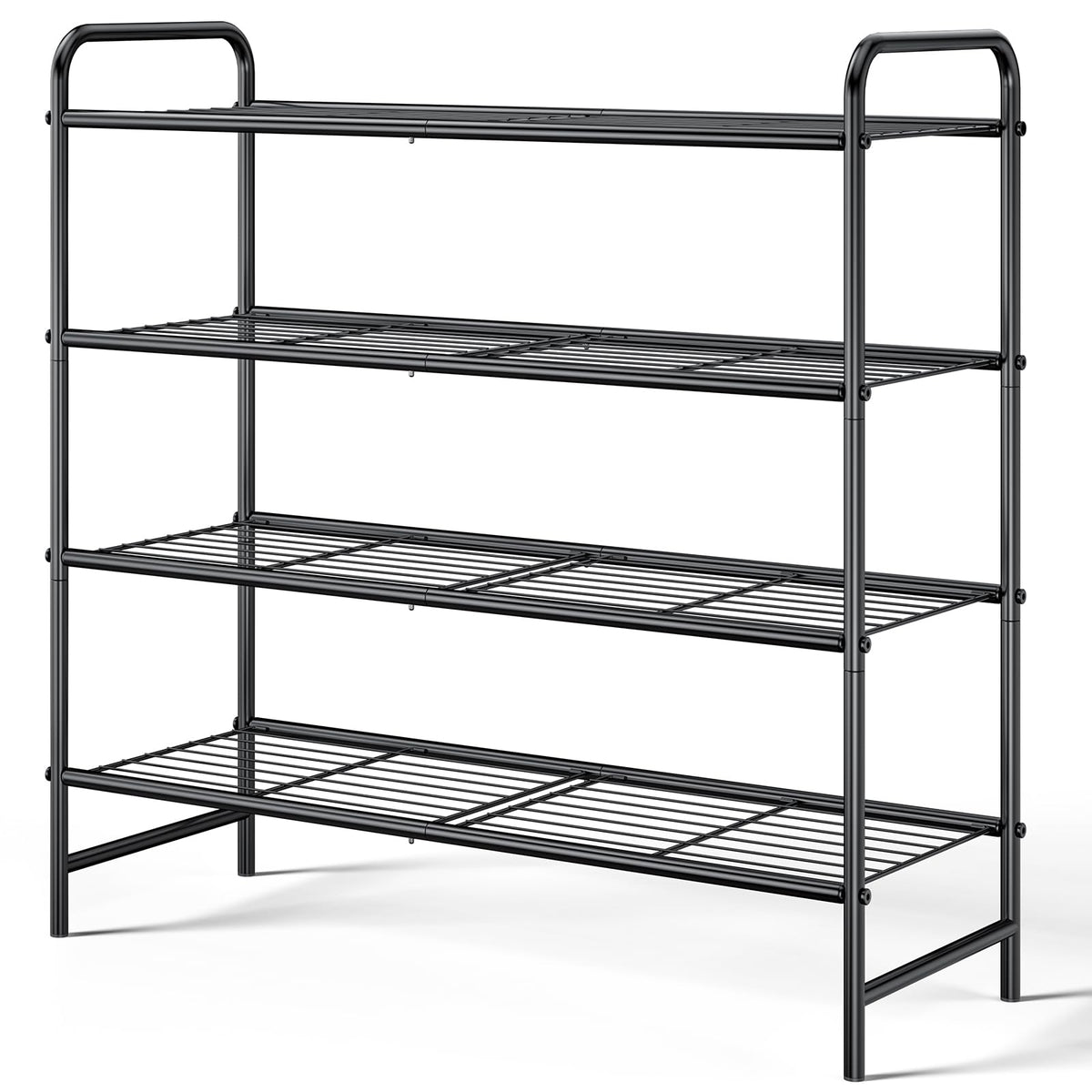 Kitsure Stainless Steel Shoe Rack Organizer, 25.6" Wide - 3 Tier, Black