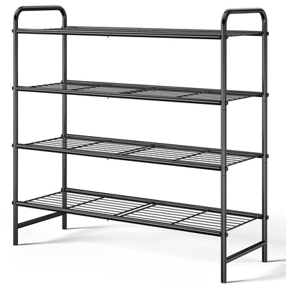 Kitsure Stainless Steel Shoe Rack Organizer, 25.6" Wide - 3 Tier, Black