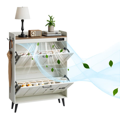 ChooChoo Shoe Storage Cabinet with 2 Flip Drawers and Deodorizer