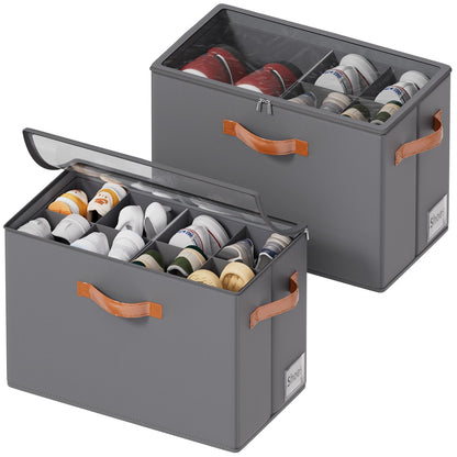 Shoe Organizer for Closet, Fits 16 Pairs, Gray, 2 Pack
