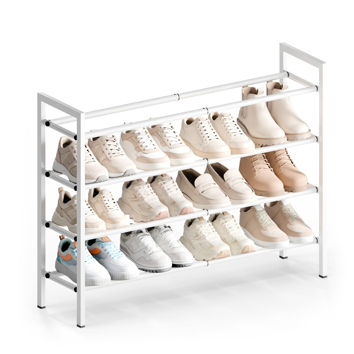 Bumusty 3 Tier Expandable Shoe Rack for Closet, Black