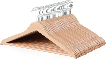 Amazon Basics Wood Suit Clothes Hangers for Closet Organizer, Natural, 30-Pack