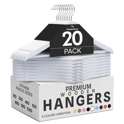 Utopia Home Wooden Hangers 20 Pack – Slim Suit Hangers Natural
