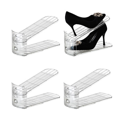 12 Pack Shoe Slots Organizer Adjustable Level Shoe Stacker Holder Storage Space Saving Sneakers Display Tray Rack for Closet