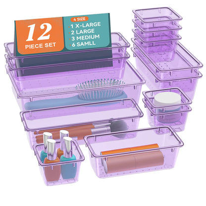 12 PCS Drawer Organizer Set, Makeup Organizers, Tool Storage Trays