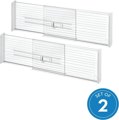 iDesign Plastic Adjustable Drawer Dividers, Clear, Set of 2