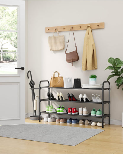 Kitsure Extra-Long Shoe Rack for Closet, 39.0" Wide - 3 Tier, Black