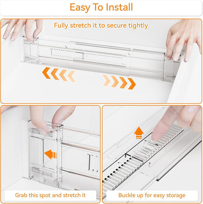 Yieach 4 Pack 3.2 Inch Shallow Acrylic Drawer Dividers for Clothes,Expandable Deep Dresser Dividers From 15 to 21'',Adjustable Drawer Separators for Dresser,Nursery and Baby Clothing,Sock,Underwear
