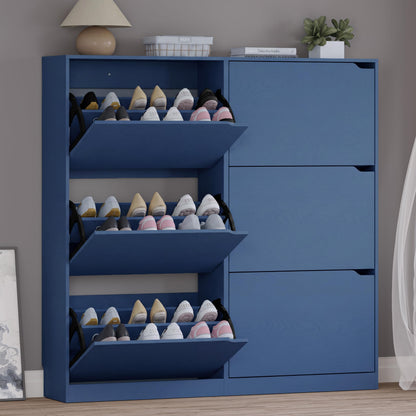 BORNOON Shoe Cabinet with 3 Flip Drawers, Hidden Wood Shoe Cabinet,Freestanding Shoe Storage Cabinet for Entryway Hallway.White. 47.2" H*31.5" W*9.45" D.