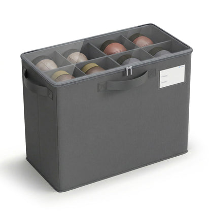 Varhomax Shoe Organizer Box for Closet, Small Fabric Shoe Storage Bin with Adjustable Dividers & Clear Cover, Saving Space Sneakers & Sandals Containers for Entryway, Cubby