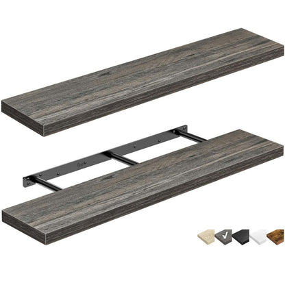 QEEIG Bathroom Floating Shelves for Wall (Brown, Set of 2, 15.7")