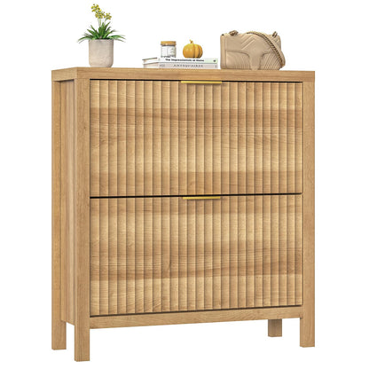 47" Fluted Shoe Cabinet Stoarge with 4 Flip Drawers for Entryway, Hallway