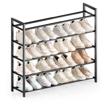 Bumusty 3 Tier Expandable Shoe Rack for Closet, Black