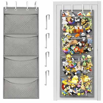 Honeyera The Original Stuffed Animal Storage (Patented) - Over Door Organizer for Stuffies, Baby Ideas Holder, Toy Plush Hammock Hanging Net Big Girls Toddler Large Bag Animals Stuffy Behind