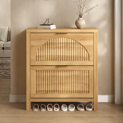 47" Fluted Shoe Cabinet Stoarge with 4 Flip Drawers for Entryway, Hallway