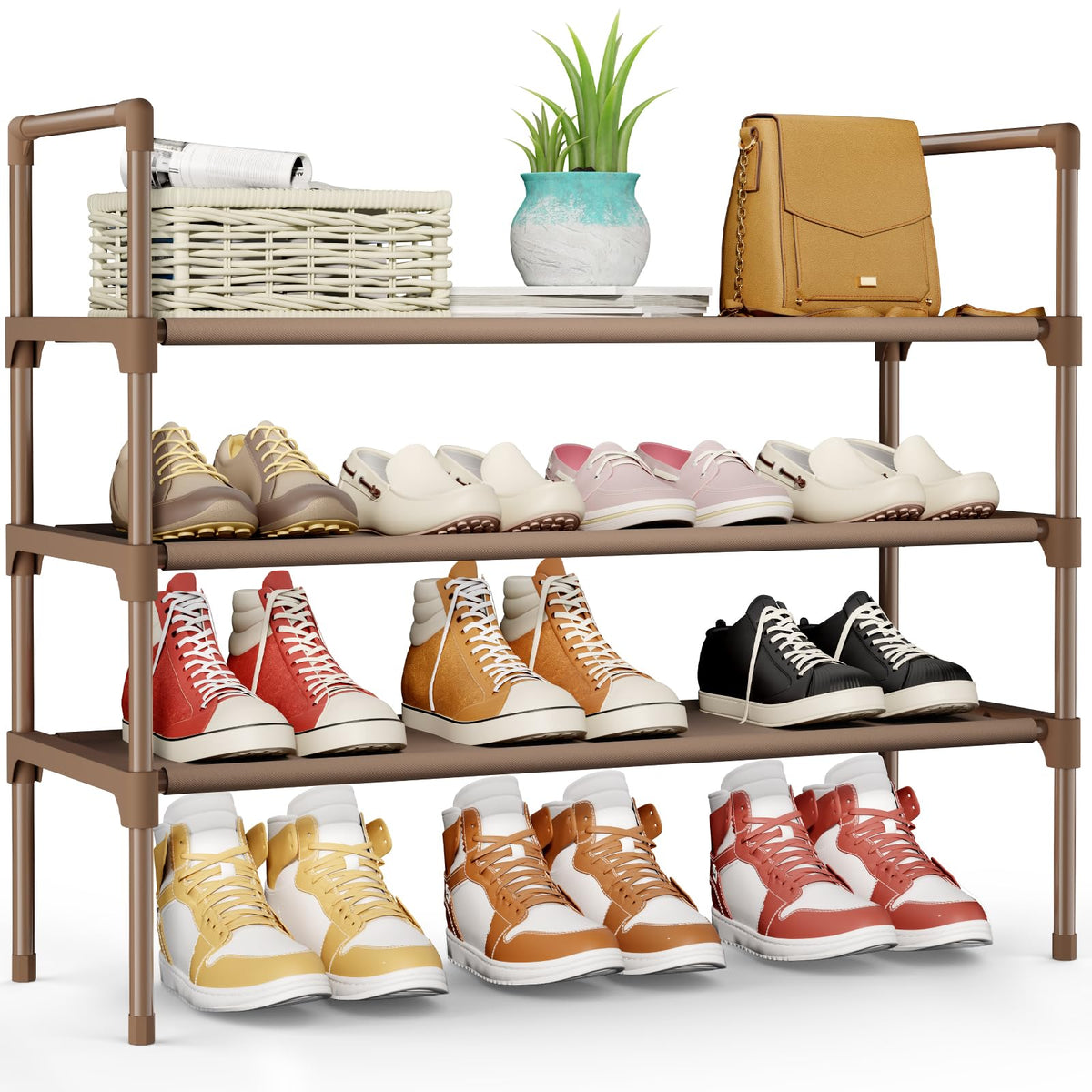 Kitsure Shoe Rack for Closet, Shoe Organizer, 27.6" Wide - 3 Tier, Black