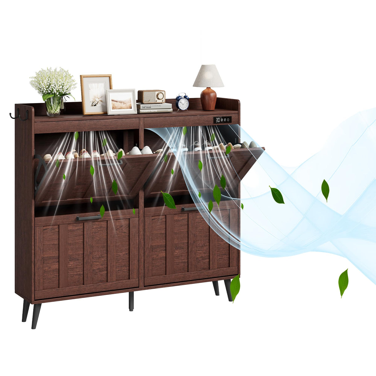 ChooChoo Shoe Storage Cabinet with 2 Flip Drawers and Deodorizer