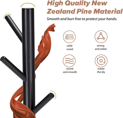 8-Hook Freestanding Coat Rack 3 Adjustable Heights Sturdy Black