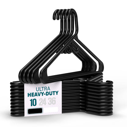 Ultra Heavy Duty Plastic Clothes Hangers – White Strong Durable Coat & Suit Hangers – Thick Plastic Closet Organizer Hangers 24 Pack