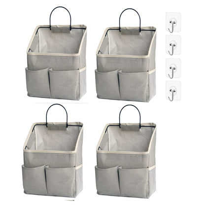 2 Pack Wall Hanging Storage Bag,Wall Hanging Organizer with Pockets, Hanging storage basket for Dormitory Bathroom Bedroom (Grey-upgraded)