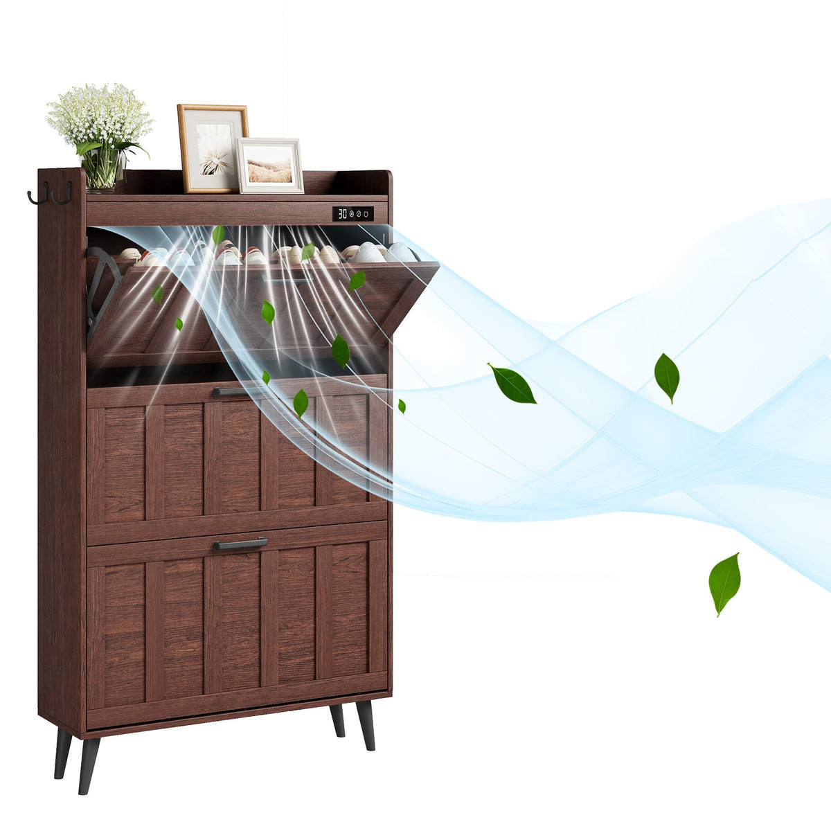ChooChoo Shoe Storage Cabinet with 2 Flip Drawers and Deodorizer