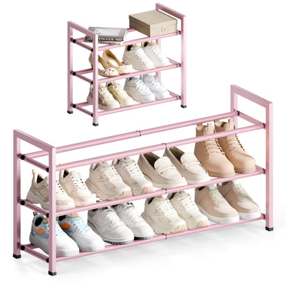 Bumusty 3 Tier Expandable Shoe Rack for Closet, Black