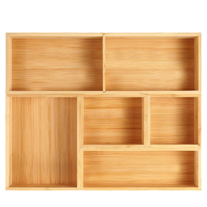 Fabsome Drawer Organizer, Set of 9 Bamboo Wood Kitchen Makeup Desk Junk Tea Drawer Storage Boxes Bins for Cutlery Silverware Utensils Flatware, Small Wooden Container Tray for Bathroom, Office