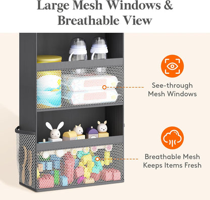 Lifewit 4 Tier Over the Door Organizer, Diaper Hanging Storage, Gray