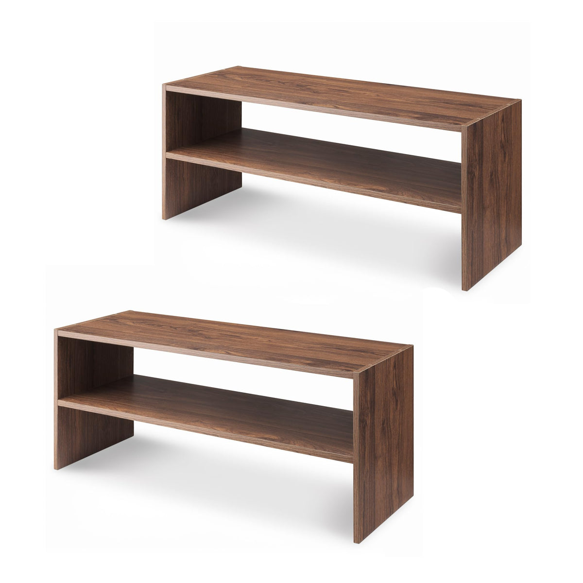 Whitmor Wood Stackable 2-Shelf Shoe Rack, White, 24 inches