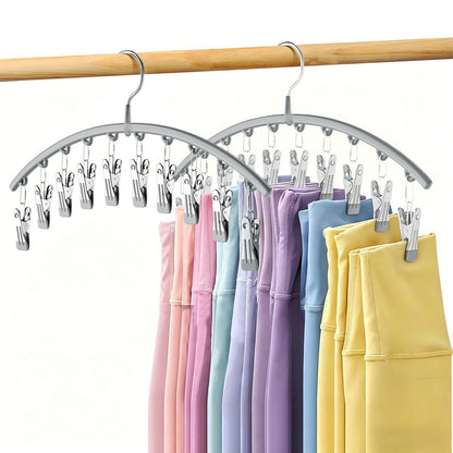 Volnamal Legging Organizer for Closet,2 Pack Metal Yoga Pants Hangers w/10 Clips Hold 20 Leggings,Space Saving Hanging Closet Organizer Clothes Hanger College Dorm Essentials Apartment Essential,Black