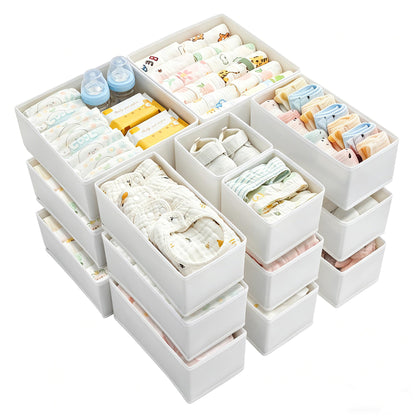 Vtopmart 12 Pack Baby Clothes Organizer, Foldable Fabric Drawer Bins, White