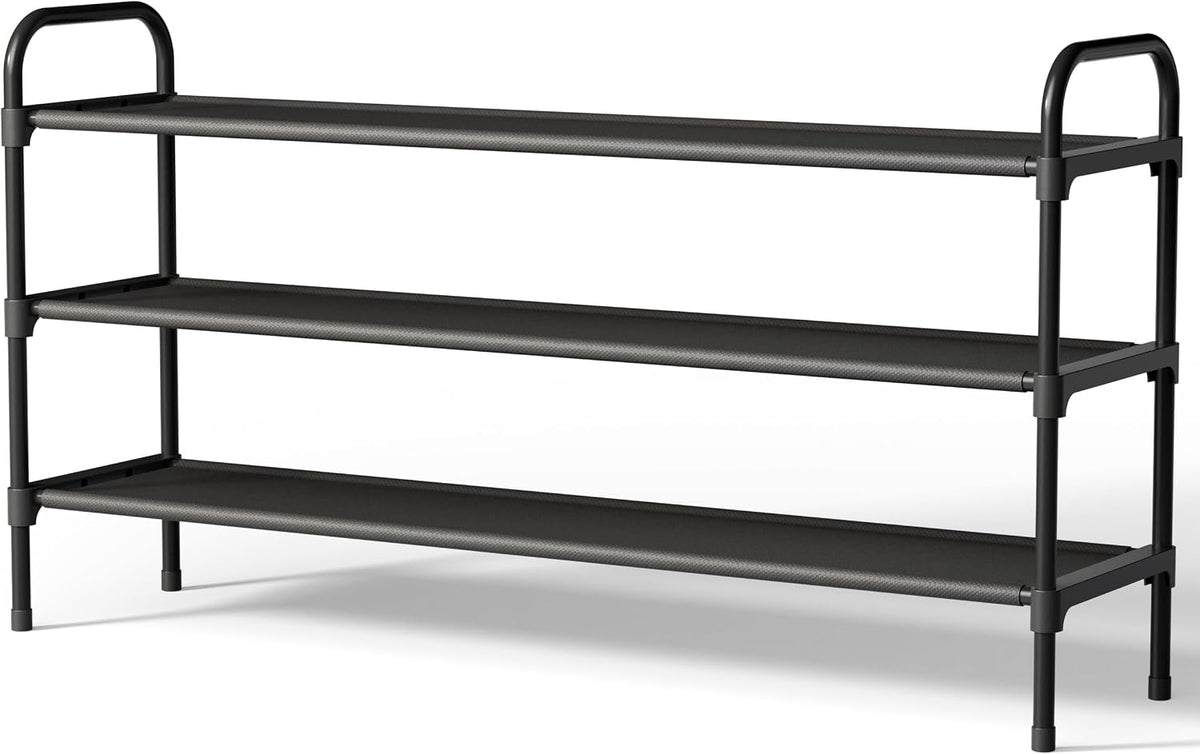 Kitsure Extra-Long Shoe Rack for Closet, 39.0" Wide - 3 Tier, Black