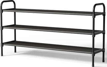 Kitsure Extra-Long Shoe Rack for Closet, 39.0" Wide - 3 Tier, Black