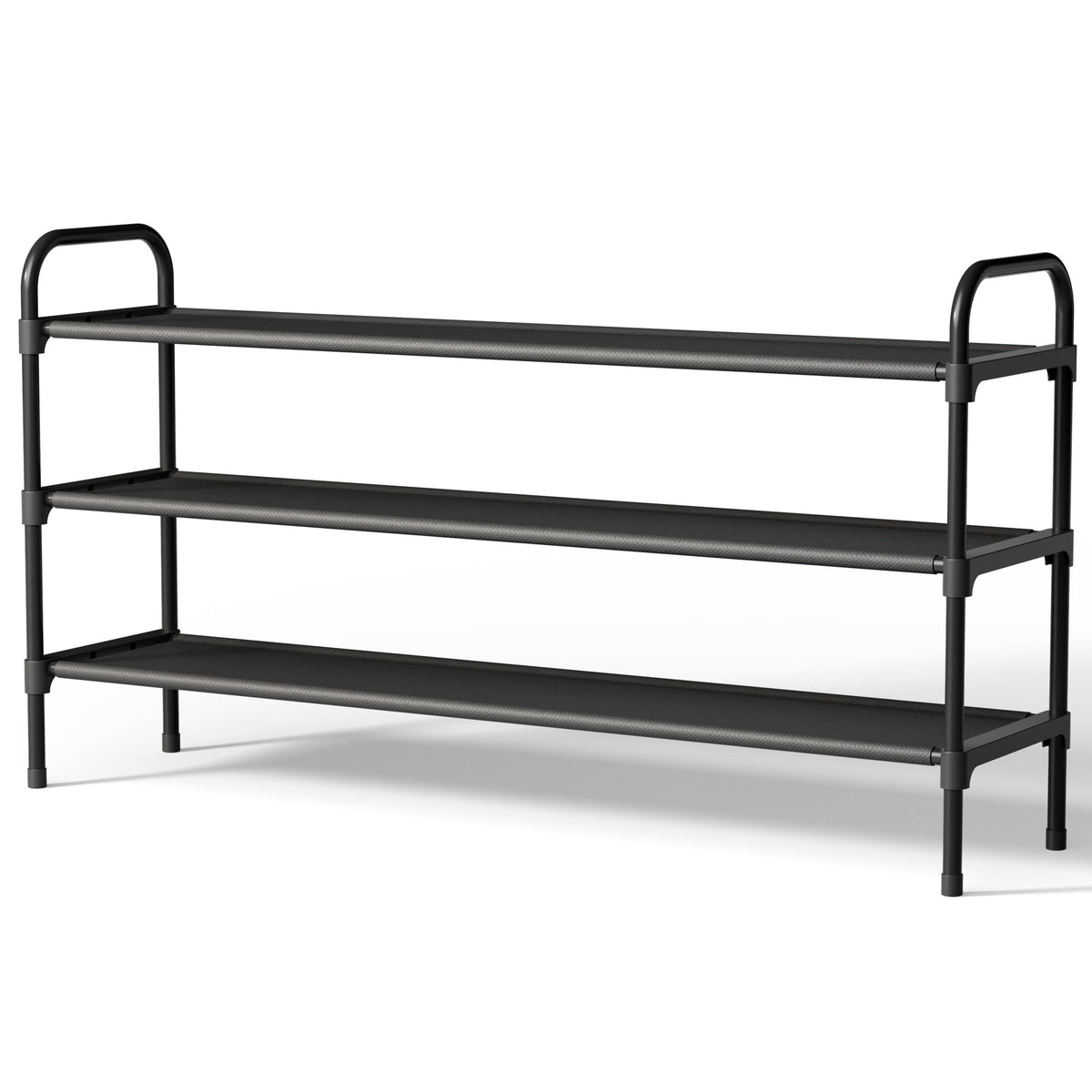Kitsure Extra-Long Shoe Rack for Closet, 39.0" Wide - 3 Tier, Black
