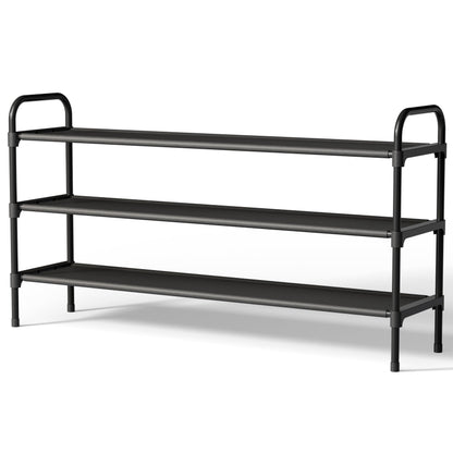 Kitsure Extra-Long Shoe Rack for Closet, 39.0" Wide - 3 Tier, Black