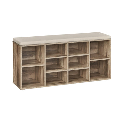 VASAGLE Shoe Bench with Cushion, 15 Compartments, 11.8 x 41.3 x 18.9 Inches