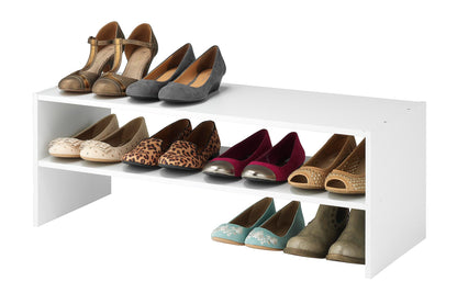 Whitmor Wood Stackable 2-Shelf Shoe Rack, White, 24 inches